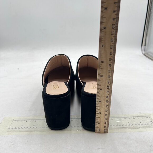 Pazzion Black Platform Rounded Toe Mules Clogs Slip On Chunky High Heel Slipper - Picture 4 of 7